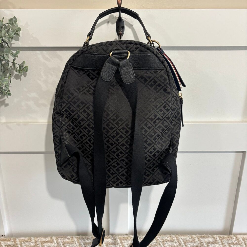 Tommy Hilfiger Signature Canvas Faux Leather Backpack - Picture 4 of 5